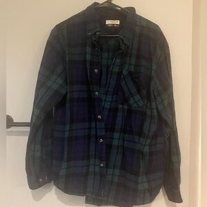 Magellan Outdoors Navy and Teal Plaid Shirt